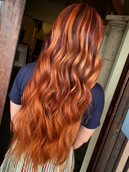 Image of  Women's Hair, Hair Color, Balayage, Foilayage, Highlights, Ombré, Red, Curly, Haircuts, Beachy Waves, Hairstyles, Bridal, Curly, Hair Extensions