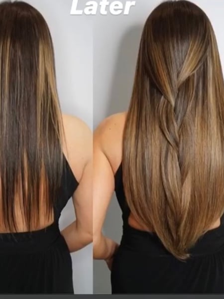 Image of  Women's Hair, Hair Color, Balayage, Brunette, Blonde, Highlights, Ombré, Long, Hair Length, Layered, Haircuts, Hair Extensions, Hairstyles, Protective, Straight