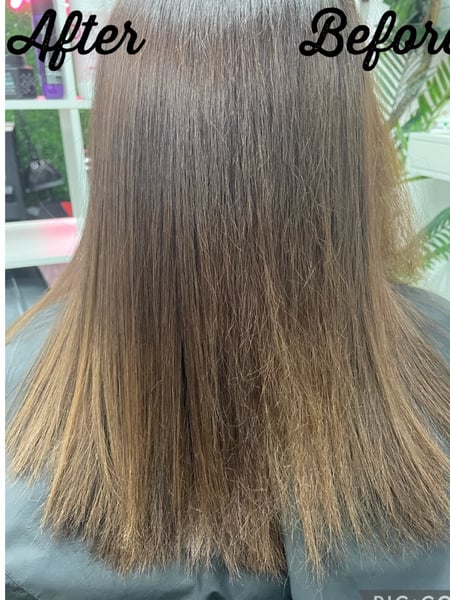 Image of  Blunt, Haircuts, Women's Hair, Permanent Hair Straightening, Straight, Hairstyles, Shoulder Length, Hair Length