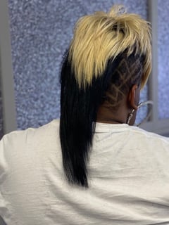 View Layered, Weave, Straight, Hairstyles, Hair Extensions, Shaved, Haircuts, Hair Length, Medium Length, Blonde, Hair Color, Black, Women's Hair - Monique, Jersey City, NJ