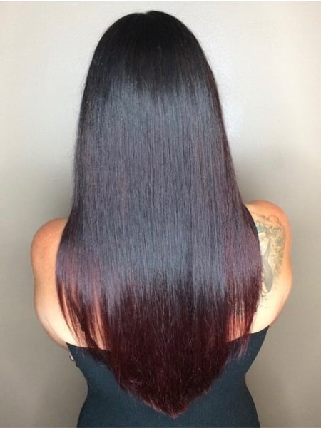 Image of  Blunt, Haircuts, Women's Hair, Blowout, Straight, Hairstyles, Red, Hair Color, Ombré, Fashion Color, Black, Hair Length, Long