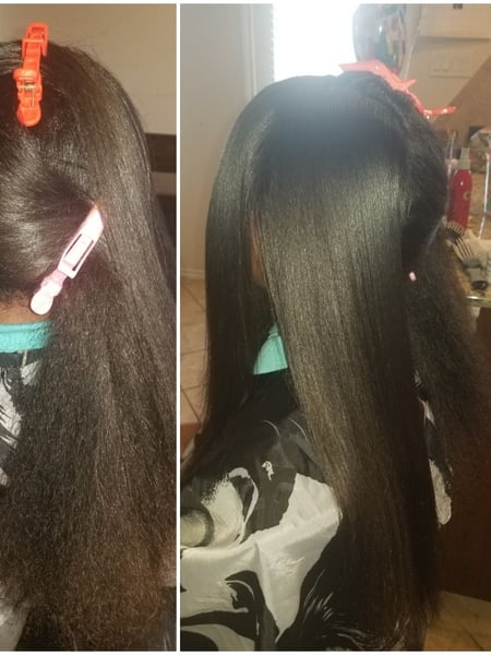 Image of  Hairstyle, Kid's Hair, Silk Press, Permanent Hair Straightening, Women's Hair, Natural, Hairstyles, Straight
