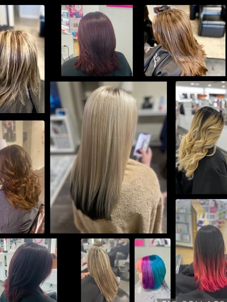 Image of  Haircuts, Bob, Red, Fashion Color, Ombré, Blonde, Balayage, Brunette, Long, Women's Hair, Hair Color, Highlights, Layered, Hair Length, Blunt, Curly, Full Color, Color Correction, Black, Short Ear Length, Short Chin Length, Shoulder Length, Medium Length, Bangs
