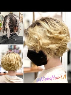 View Women's Hair, Bob, Haircut, Layers, Beachy Waves, Hairstyle, Curls, Highlights, Hair Color, Balayage, Blonde - Nickolas Teague, Burbank, CA