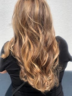 View Women's Hair, Blowout, Hair Color, Foilayage, Hair Length, Layered, Haircuts, Beachy Waves, Hairstyles - Melanie Ingram, Fort Worth, TX
