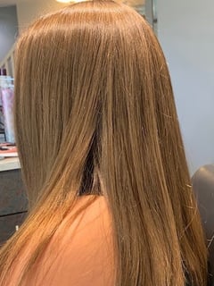 View Women's Hair, Straight, Haircut, Blunt (Women's Haircut), Hair Length, Hairstyle, Long Hair (Mid Back Length), Highlights, Hair Color, Blonde - CC Novak, West Des Moines, IA
