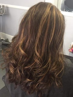 View Layered, Haircuts, Women's Hair, Blunt, Curly, Blowout, Beachy Waves, Hairstyles, Curly, Full Color, Hair Color, Highlights, Balayage - Lori Hunt, Danville, KY