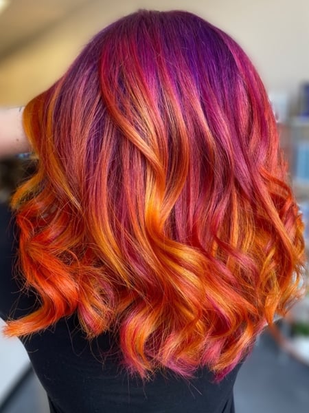 Image of  Women's Hair, Fashion Color, Hair Color, Medium Length, Hair Length, Beachy Waves, Hairstyles, Haircuts