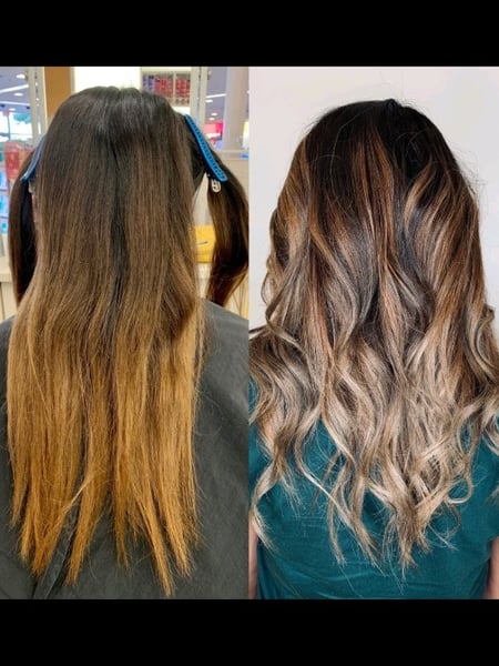 Image of  Women's Hair, Balayage, Hair Color, Blonde, Brunette, Foilayage, Highlights, Long, Hair Length, Haircuts, Layered, Beachy Waves, Hairstyles, Curly, Ombré