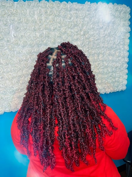 Image of  Locs, Hairstyles, Women's Hair, Protective, Braids (African American), Natural, Hair Extensions, Bridal, Updo, Silk Press, Permanent Hair Straightening, Blunt, Haircuts, Bangs, Curly, Layered, Straight, Curly, Weave, Silver, Hair Color, Red, Black, Ombré, Blonde, Balayage, Foilayage, Highlights, Full Color, Long, Hair Length, Short Ear Length, Shoulder Length, Medium Length, Short Chin Length
