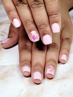 View Nail Color, Pink, Nail Length, Short, Nail Finish, Acrylic, Nails, Square, Nail Shape - Jackie Coffee, Lakeland, FL