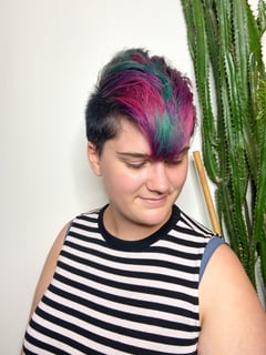 View Hair Color, Short Ear Length, Pixie, Hair Length, Fashion Color, Women's Hair - Tamara Hawkins, Portland, OR