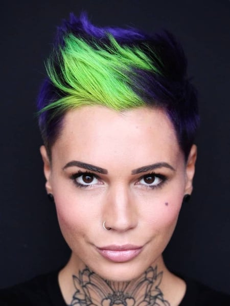Image of  Women's Hair, Blowout, Hair Color, Fashion Color, Pixie, Short Ear Length
