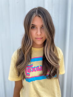 View Long, Hair Length, Women's Hair, Medium Length, Curly, Haircuts, Foilayage, Hair Color, Balayage, Curly, Hairstyles, Beachy Waves - Brittany Shadle, New Caney, TX