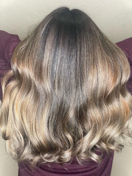 Image of  Layered, Haircuts, Women's Hair, Blowout, Beachy Waves, Hairstyles, Foilayage, Hair Color, Highlights, Color Correction, Balayage, Blonde