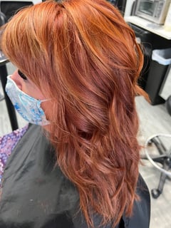 View Women's Hair, Hair Color, Red, Shoulder Length, Hair Length, Layered, Haircuts, Beachy Waves, Hairstyles - Cae Andrews, Henderson, NV