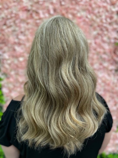 Image of  Hair Length, Women's Hair, Long, Curly, Haircuts, Layered, Highlights, Hair Color, Full Color, Color Correction, Blonde, Foilayage, Silver, Blowout, Hairstyles, Beachy Waves, Curly