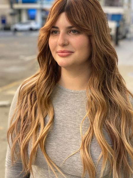Image of  Women's Hair, Blowout, Hair Color, Balayage, Brunette, Blonde, Foilayage, Full Color, Ombré, Hair Length, Long, Layered, Haircuts, Hair Extensions, Hairstyles, Beachy Waves, Weave