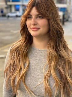 View Women's Hair, Blowout, Hair Color, Balayage, Brunette, Blonde, Foilayage, Full Color, Ombré, Hair Length, Long, Layered, Haircuts, Hair Extensions, Hairstyles, Beachy Waves, Weave - CocoAlexander - Johnny Bueno, Los Angeles, CA