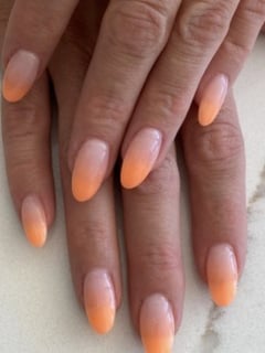 View Orange, Nail Shape, Oval, Nail Length, Medium, Nail Finish, Acrylic, White, Nail Color, Nails - Tiffany , Denver, CO
