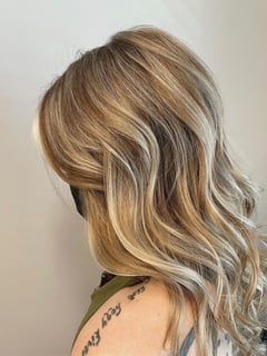 View Women's Hair, Hair Color, Balayage, Blonde, Brunette, Foilayage, Hair Length, Medium Length, Layered, Haircuts, Beachy Waves, Hairstyles - Kelsey Schuepbach , Overland Park, KS