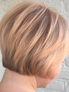 View Blunt (Women's Haircut), Hair Length, Short Hair (Ear Length), Full Color, Hair Color, Blonde, Women's Hair, Bob, Haircut - Amie , Charleston, SC