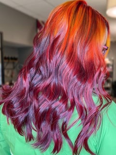 View Women's Hair, Hair Length, Beachy Waves, Hairstyle, Blowout, Fashion Hair Color, Full Color, Hair Color, Red, Long Hair (Upper Back Length) - Amy Gulinello, Londonderry, NH
