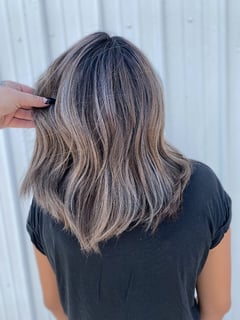 View Silver, Ombré, Blonde, Balayage, Women's Hair, Hair Color, Highlights, Hair Length, Color Correction, Shoulder Length, Foilayage - Brittany Shadle, New Caney, TX