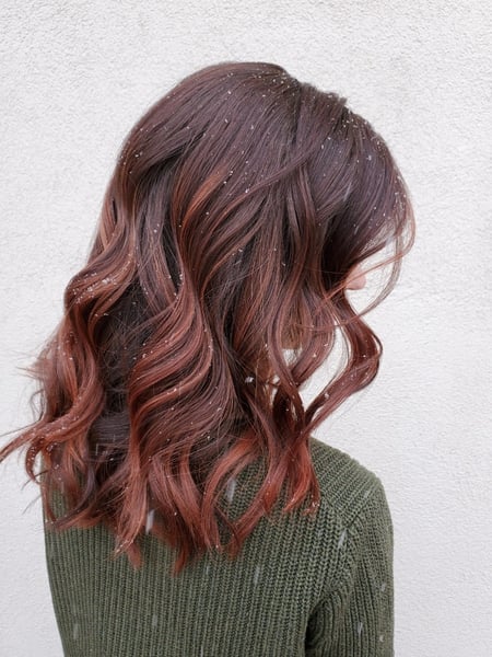 Image of  Women's Hair, Hair Color, Balayage, Brunette Hair, Red