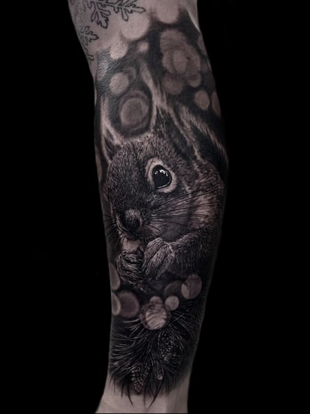 Image of  Tattoos, Tattoo Style, Tattoo Bodypart, Tattoo Colors, 3D, Black & Grey, Pet & Animal, Portrait, Realism, Shoulder, Arm , Forearm , Chest , Rib , Stomach , Back, Hip, Thigh, Calf , Black , White 