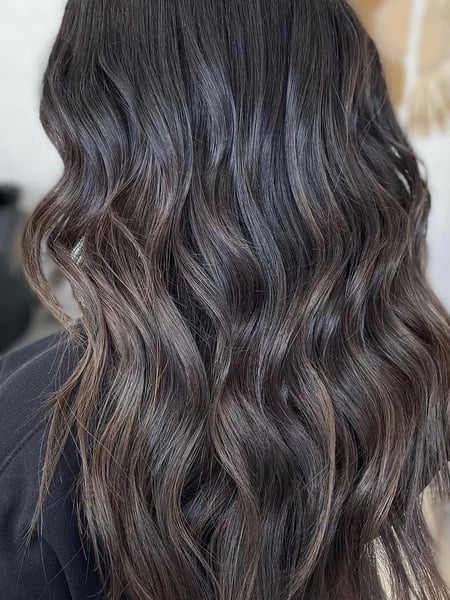 Image of  Women's Hair, Brunette, Hair Color, Highlights, Long, Hair Length, Layered, Haircuts, Beachy Waves, Hairstyles