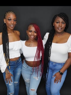 View Locs, Hair Extensions, Straight, Women's Hair, Hairstyles, Highlights, Ombré, Hair Color, Silk Press, Permanent Hair Straightening, Blowout, Curly, Protective, Braids (African American), Natural, Weave, Hair Length, Full Color, Haircuts - Nysha Williams, Baltimore, MD