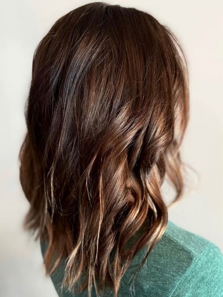 Image of  Bob, Haircuts, Women's Hair, Layered, Blunt, Beachy Waves, Hairstyles, Brunette, Hair Color, Highlights, Balayage
