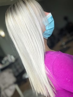 View Women's Hair, Hair Color, Balayage, Blonde, Color Correction, Foilayage, Full Color, Highlights, Medium Length, Hair Length, Straight, Hairstyles - Brittany Shadle, New Caney, TX