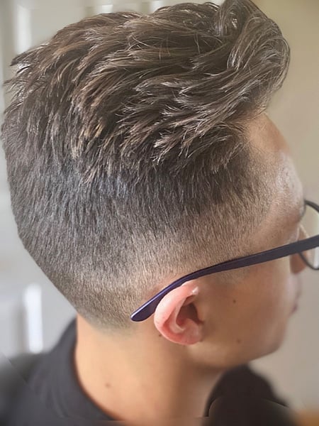 Image of  Medium Fade, Haircut, Men's Hair, Highlights, Hair Color