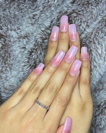Image of  Nails, Pink, Nail Color, Gel, Nail Finish, Nail Length, Long, Squoval, Nail Shape, Manicure
