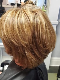 View Bob, Haircuts, Women's Hair, Layered, Blunt, Bangs, Blowout, Straight, Hairstyles, Red, Hair Color, Highlights, Full Color - Lori Hunt, Danville, KY