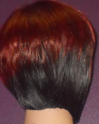 Image of  Women's Hair, Red, Hair Color, Black, Pixie, Short Ear Length, Straight, Hairstyles