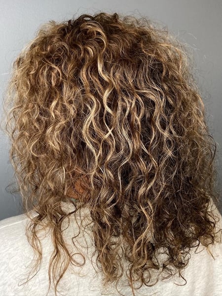 Image of  Women's Hair, Hair Color, Highlights, Medium Length, Hair Length, Coily, Haircuts, Curly, Curly, Hairstyles, Natural