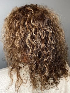 View Hair Color, Natural Hair, Hairstyle, Curls, Curly, Haircut, Coily, Hair Length, Long Hair (Upper Back Length), Highlights, Women's Hair - Kara Zalesny, Poughkeepsie, NY