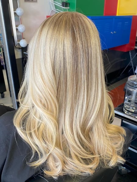 Image of  Layered, Haircuts, Women's Hair, Blunt, Bangs, Curly, Blowout, Beachy Waves, Hairstyles, Curly, Straight, Weave, Hair Extensions, Silver, Hair Color, Red, Brunette, Foilayage, Highlights, Color Correction, Black, Fashion Color, Ombré, Blonde, Balayage, Long, Hair Length, Short Chin Length, Shoulder Length, Medium Length