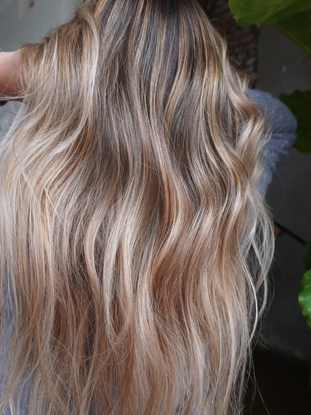 Image of  Women's Hair, Blonde, Hair Color, Brunette, Color Correction, Foilayage, Highlights, Long, Hair Length, Beachy Waves, Hairstyles