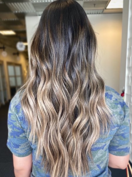 Image of  Women's Hair, Balayage, Hair Color, Blowout, Blonde, Brunette, Foilayage, Ombré, Long, Hair Length, Layered, Haircuts, Beachy Waves, Hairstyles