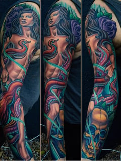 View Tattoo Colors, Japanese, Shoulder, Arm , Forearm , Wrist , Blue, Green , Purple , Red, Tattoos, Tattoo Style, Tattoo Bodypart - Terry Ribera, San Diego, CA