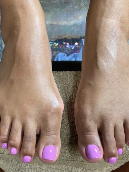 Image of  Nails, Pedicure, Gel, Nail Finish, Pink, Nail Color, Paraffin Treatment, Treatment
