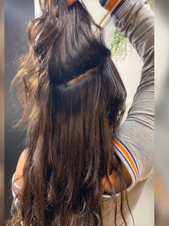 View Women's Hair, Balayage, Hair Color, Brunette, Long, Hair Length, Haircuts, Layered, Beachy Waves, Hairstyles, Curly, Hair Extensions - Sofia Alam, Hinsdale, IL