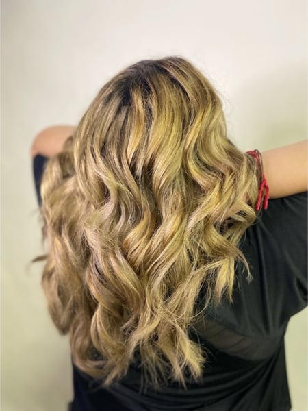 Image of  Women's Hair, Blonde, Hair Color, Color Correction, Hairstyles, Curly