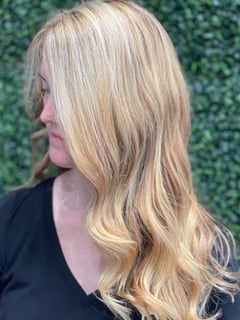 View Women's Hair, Hairstyle, Beachy Waves, Blunt (Women's Haircut), Layers, Haircut, Hair Length, Long Hair (Upper Back Length), Ombré, Highlights, Foilayage, Full Color, Blonde, Brunette Hair, Color Correction, Balayage, Hair Color, Blowout - Amanda Welch, Sanford, FL