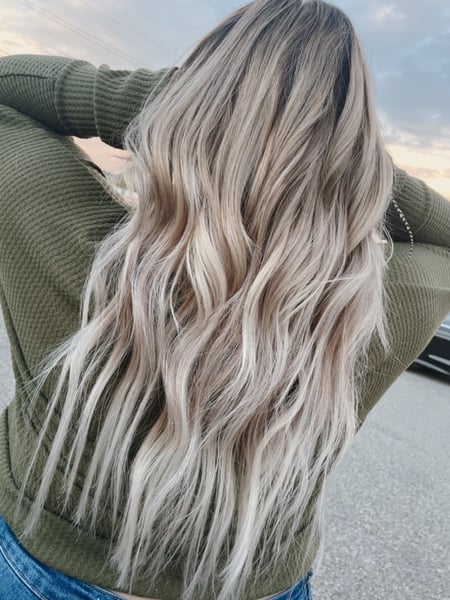 Image of  Women's Hair, Blowout, Hair Color, Blonde, Highlights, Shoulder Length, Hair Length, Blunt, Haircuts, Layered, Beachy Waves, Hairstyles, Curly, Hair Extensions