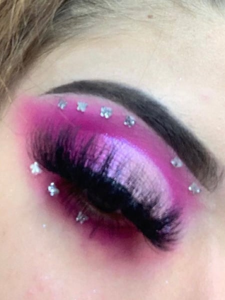 Image of  Glam Makeup, Look, Makeup, Evening, Pink, Colors, Purple, Glitter, Daytime